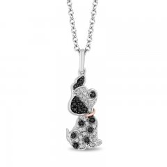 Disney Treasures 101 Dalmatians Necklace 1/6 ct tw Diamonds 10K Rose Gold Sterling Silver 17"