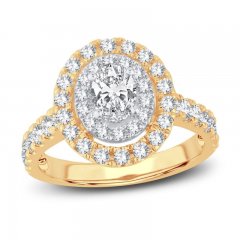 Multi-Diamond Engagement Ring 1-1/2 ct tw Oval/Round-Cut 14K Yellow Gold