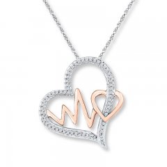 Heartbeat Necklace 1/6 ct tw Diamonds Sterling Silver/10K Gold