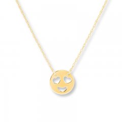 Heart Eye Emoji Necklace 14K Yellow Gold