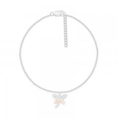 Diamond Dragonfly Anklet Sterling Silver/10K Rose Gold