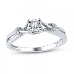 Diamond Promise Ring 1/10 ct tw Round-cut Sterling Silver