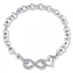 Infinity & Heart Bracelet 1/10 ct tw Diamonds Sterling Silver