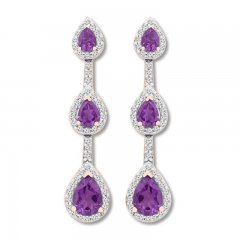 Amethyst & White Topaz Earrings 10K Rose Gold