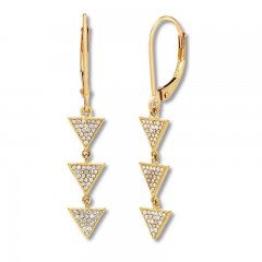 Diamond Triangle Earrings 1/4 ct tw Round-cut 10K Yellow Gold