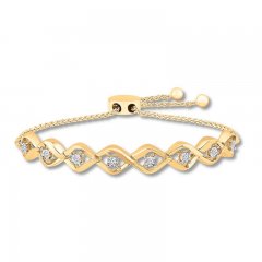 Diamond Bolo Bracelet 1/10 ct tw Round-cut 10K Yellow Gold