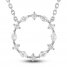 Diamond Circle Necklace 3/8 ct tw Marquise/Round 10K White Gold 18"