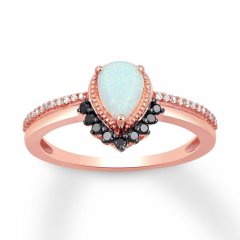 Lab-Created Opal Ring 1/5 ct tw Diamonds 10K Rose Gold