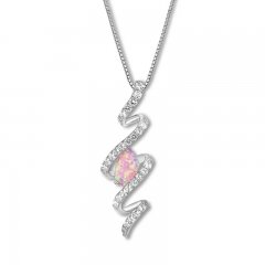 Lab-Created Pink Opal Necklace Sterling Silver