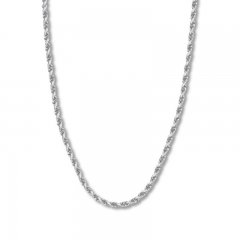 22" Textured Rope Chain 14K White Gold Appx. 4.4mm