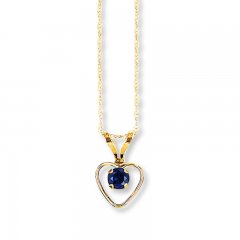 Sapphire Heart Necklace 14K Yellow Gold