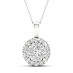 Multi-Diamond Necklace 1 ct tw Round-Cut 10K White Gold 18"