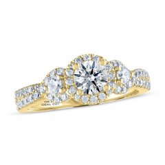 THE LEO Ideal Cut Diamond 3-Stone Engagement Ring 1 ct tw 14K Yellow Gold