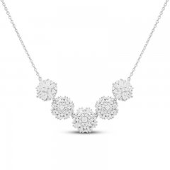 Sparks of Love Diamond Starburst Necklace 1/2 ct tw Princess/Marquise/Baguette/Round-Cut 10K White Gold 18"