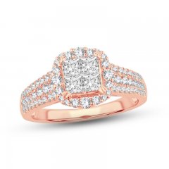 Diamond Engagement Ring 1 ct tw Princess/Round-Cut 14K Rose Gold