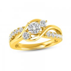 Diamond Three-Stone Engagement Ring 1 ct tw Round-cut 14K Yellow Gold