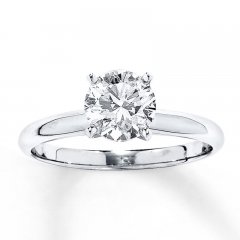 Certified Diamond Ring 1-1/2 carats Round-cut 14K White Gold