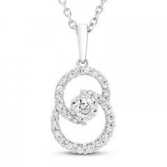 Encircled by Love Diamond Necklace 1/4 ct tw Round-cut 10K White Gold 18"