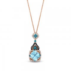 Le Vian Exotics Aquamarine Necklace 5/8 ct tw Diamonds 14K Strawberry Gold 18"