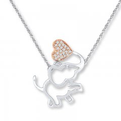 Elephant Necklace 1/15 ct tw Diamonds Sterling Silver/10K Gold