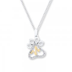 Paw Necklace 1/20 ct tw Diamonds Sterling Silver/10K Gold