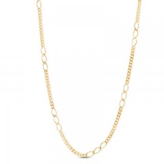 Hollow Fancy Link Chain Necklace 14K Yellow Gold 18"