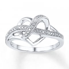 Heart Ring Diamond Accents Sterling Silver