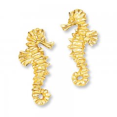 Seahorse Earrings 14K Yellow Gold