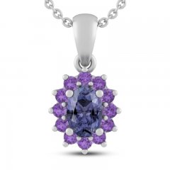 Tanzanite & Amethyst Necklace Sterling Silver 18"