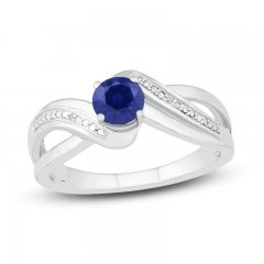 Blue & White Lab-Created Sapphire Ring Sterling Silver