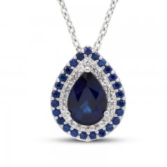 Blue & White Lab-Created Sapphire Necklace Sterling Silver 18"