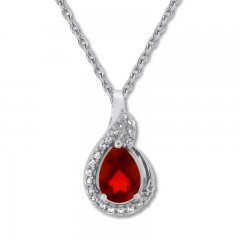 Lab-Created Ruby Necklace Lab-Created Sapphires Sterling Silver