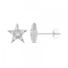 Diamond Star Stud Earrings 1/4 ct tw Round-Cut Sterling Silver