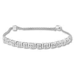 Diamond Bolo Bracelet 1/6 ct tw Round-cut Sterling Silver