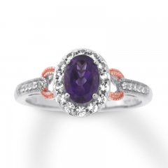 Amethyst Ring White Topaz Sterling Silver/10K Rose Gold