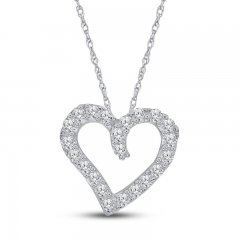 Diamond Heart Necklace 1/10 ct tw 10K White Gold 18"