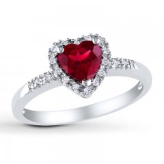 Lab-Created Ruby Ring 1/10 ct tw Diamonds Sterling Silver