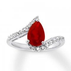 Lab-Created Ruby Ring Lab-Created Sapphires Sterling Silver