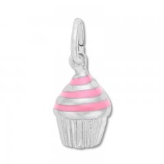 Cupcake Charm Pink Enamel Sterling Silver