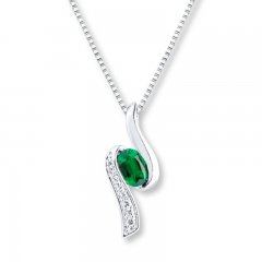 Lab-Created Emerald Necklace Sterling Silver