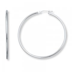 Hoop Earrings 14K White Gold 50mm