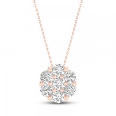 Diamond Fashion Necklace 1/3 ct tw Round-cut 10K Rose Gold 18"