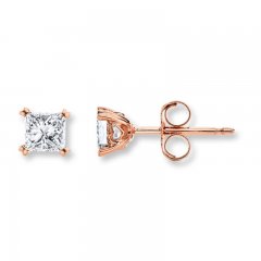 Diamond Earrings 1/2 ct tw Princess-cut 14K Rose Gold