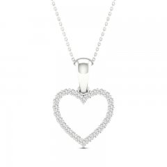 Diamond Heart Necklace 1/10 ct tw Round-Cut 10K White Gold 18"