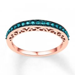 Blue Diamond Ring 1/4 ct tw Round-cut 10K Rose Gold