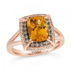 Le Vian Citrine Ring 1/4 ct tw Diamonds 14K Strawberry Gold