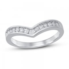 Diamond Contour Ring 1/4 ct tw Round-cut 10K White Gold