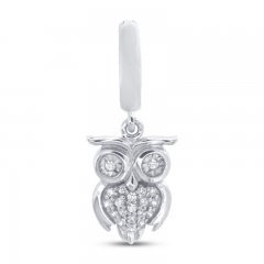 True Definition Owl Charm 1/15 ct tw Diamonds Sterling Silver