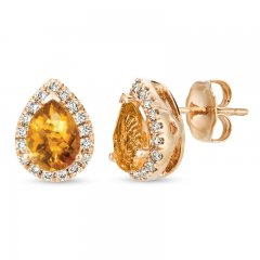 Le Vian Citrine & Diamond Earrings 1/4 ct tw 14K Strawberry Gold