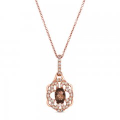 Le Vian Chocolate Quartz Necklace 3/8 ct tw Diamonds 14K Strawberry Gold 18"